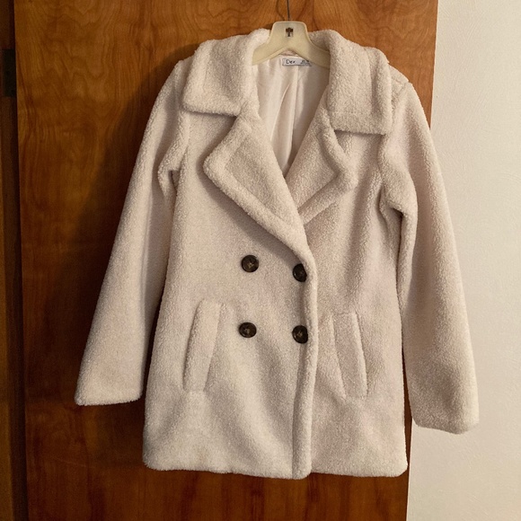 Ivory Sherpa Pea Coat - Picture 1 of 8